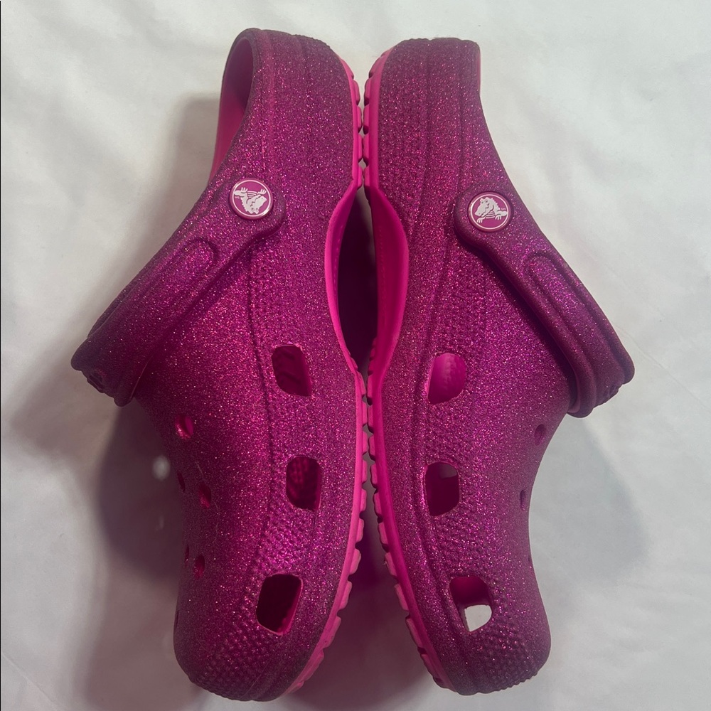 Crocs W9 M7 pink glitter - like new - Picture 2 of 6